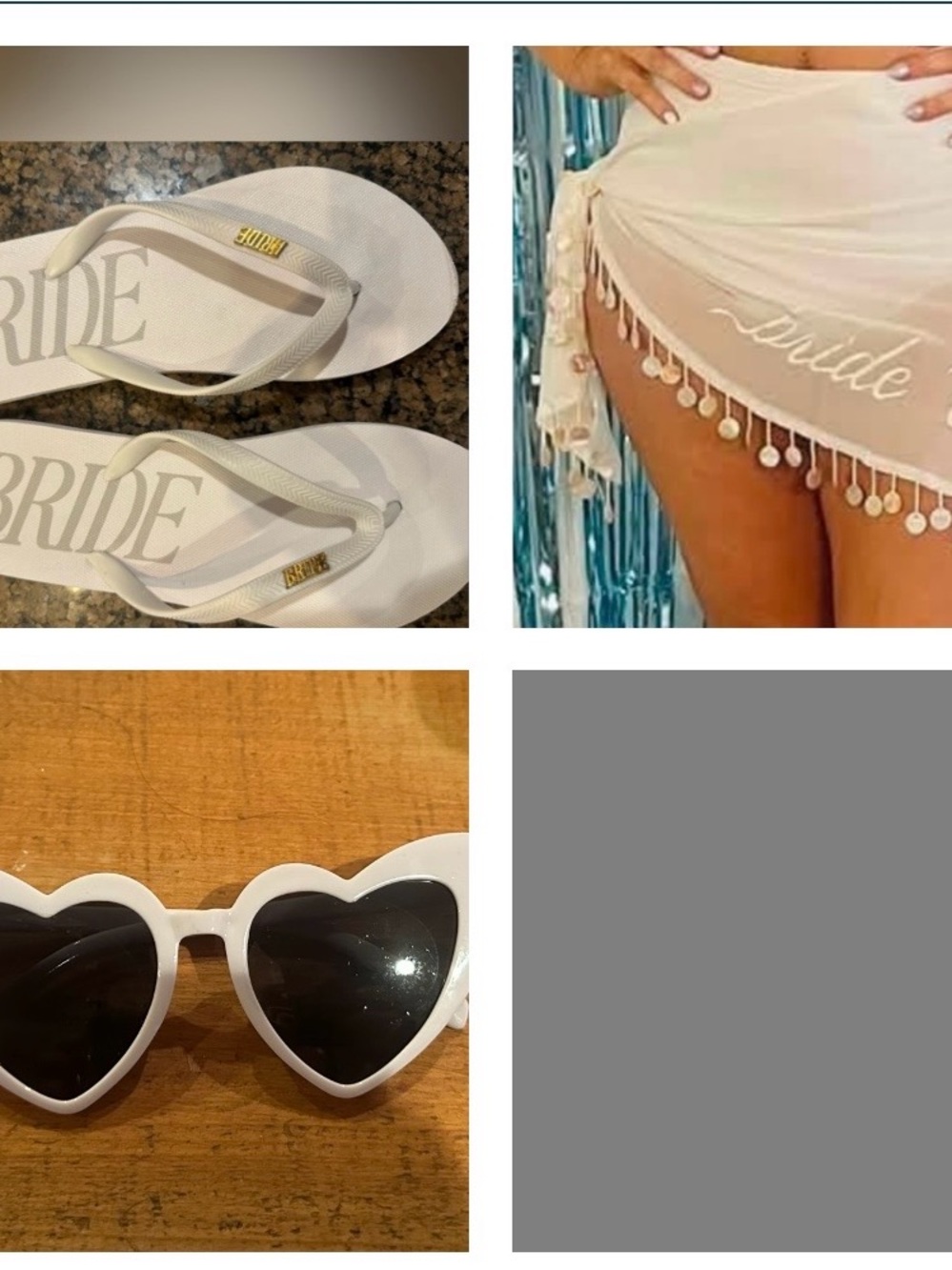 BRIDE White Flip Flops and Accessories Set - White Bridal Party Pack